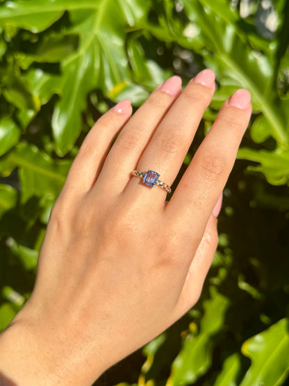 Sapphire Solitaire and Diamond Sprinkle Ring