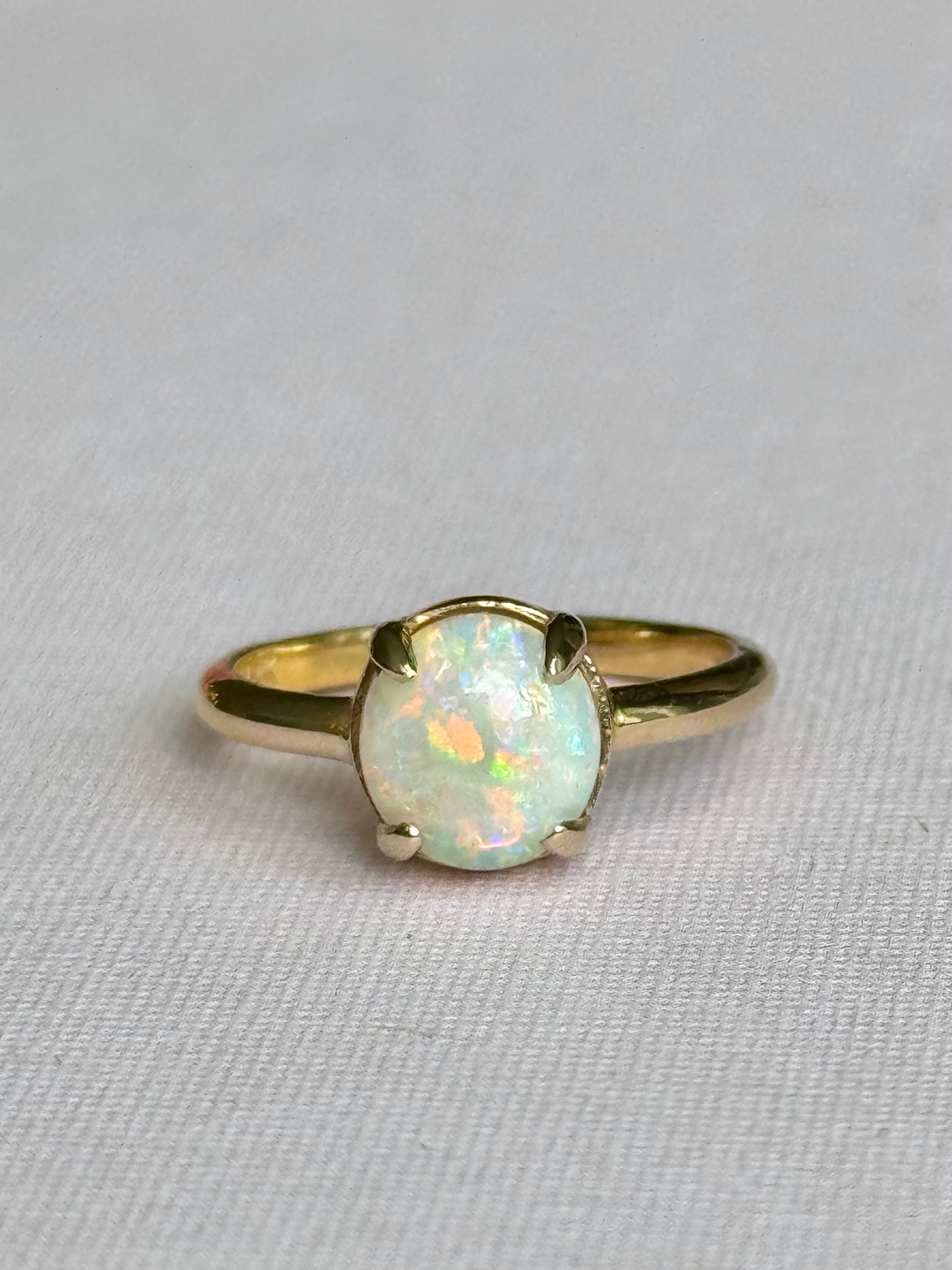 Rainbow Crystal Opal Prong Ring