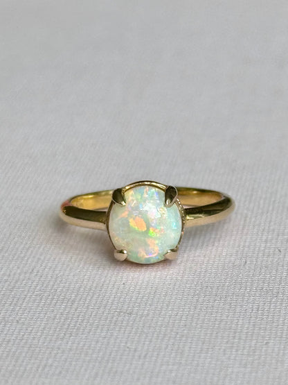 Rainbow Crystal Opal Prong Ring