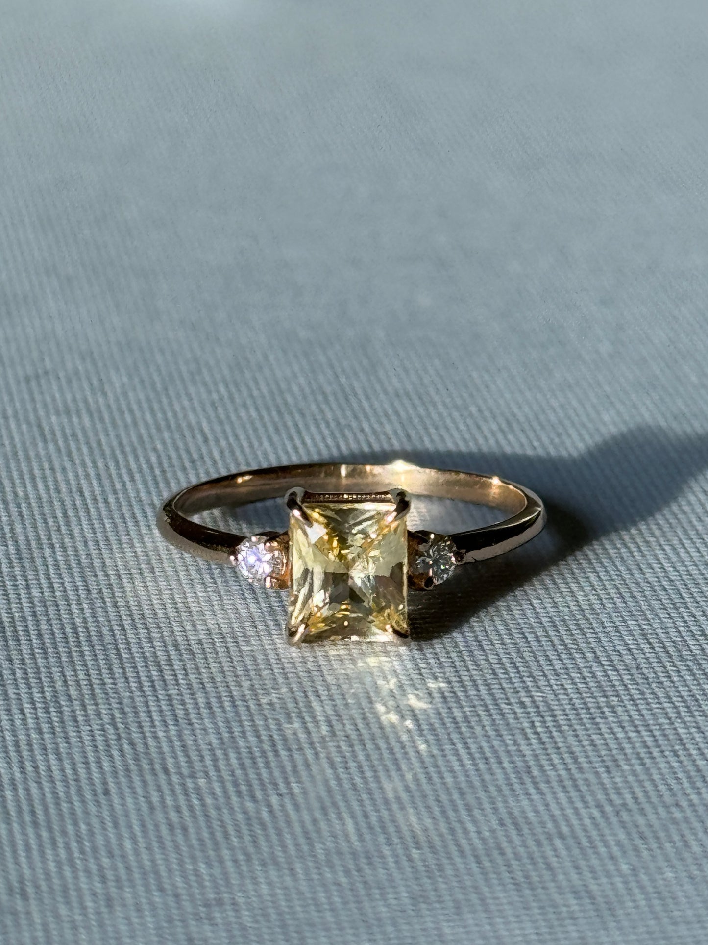 Radiant Yellow Sapphire and Diamond Ring