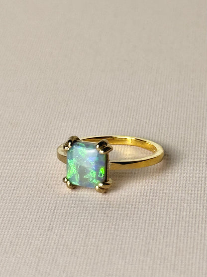 Double Prong Square Opal Ring