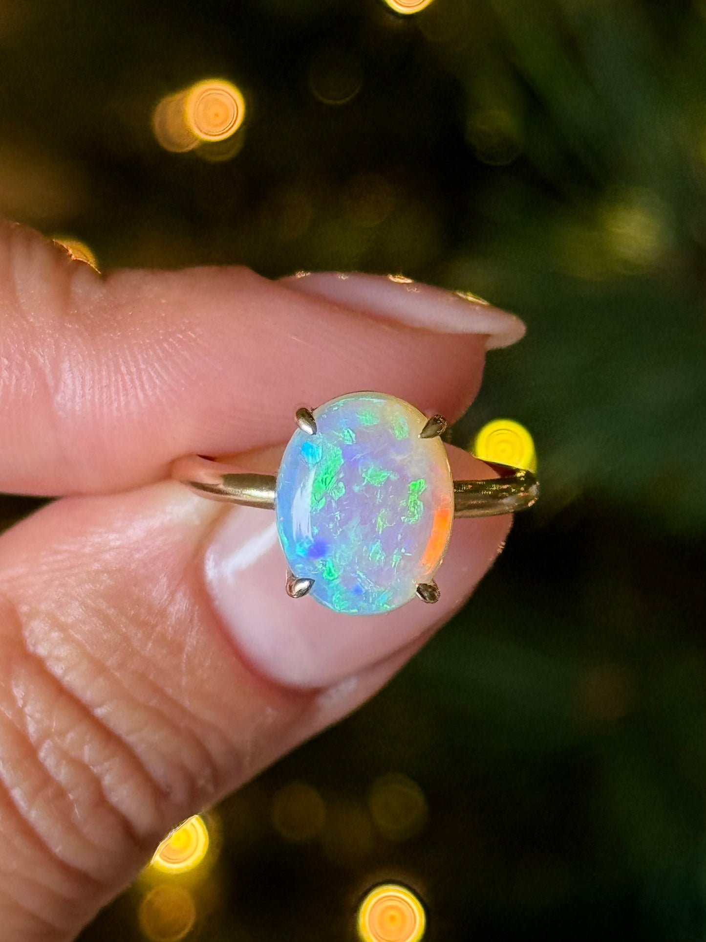 Crystal Opal Claw Ring