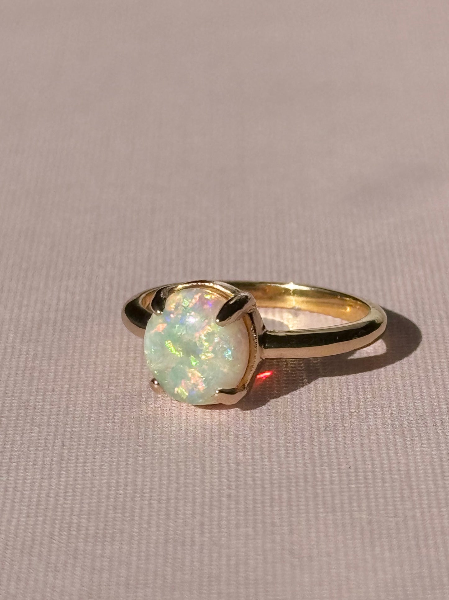 Rainbow Crystal Opal Prong Ring