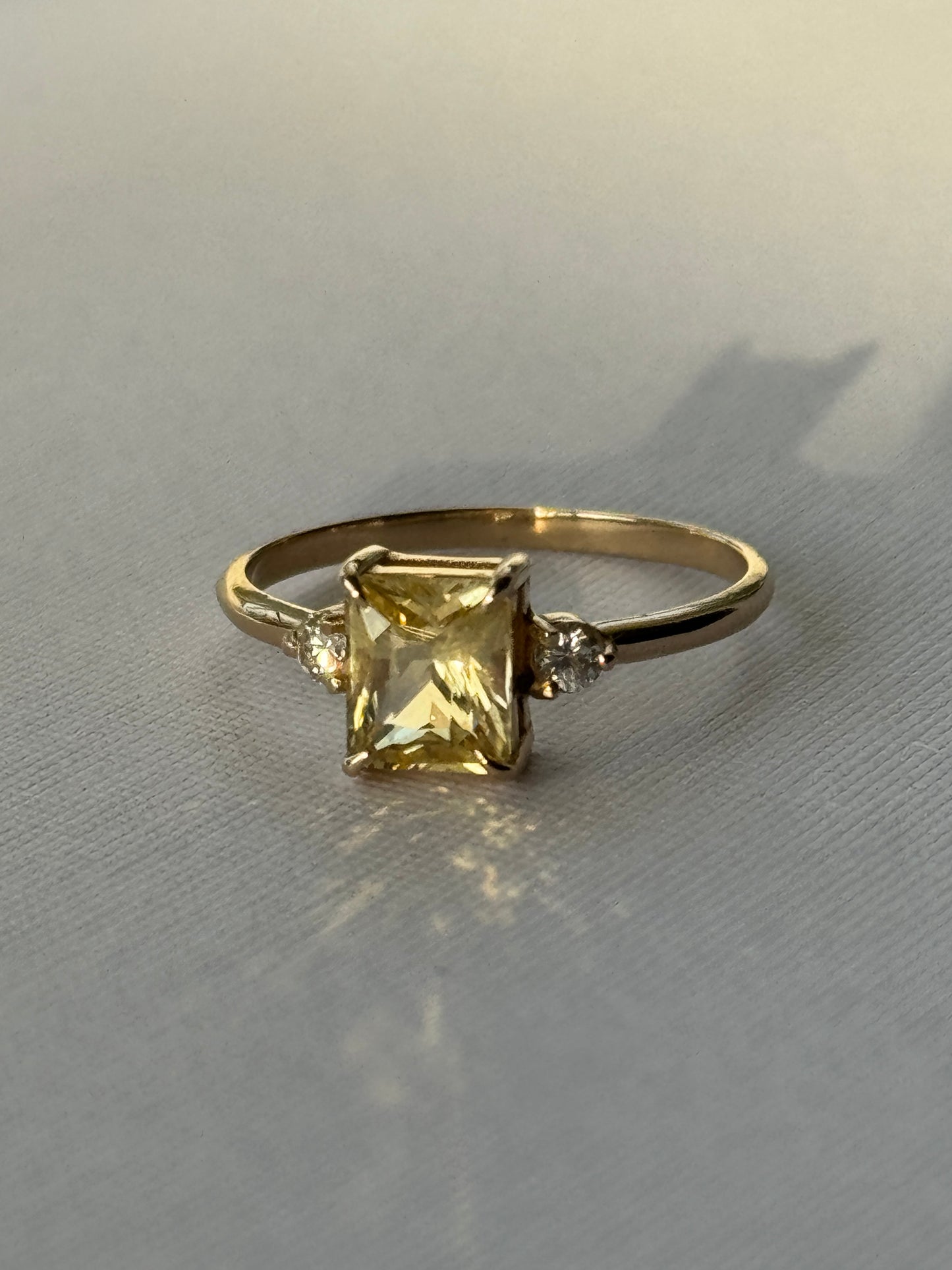 Radiant Yellow Sapphire and Diamond Ring