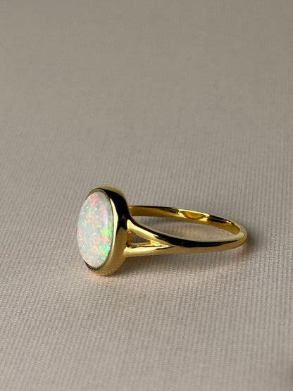 Split band White Opal Ring