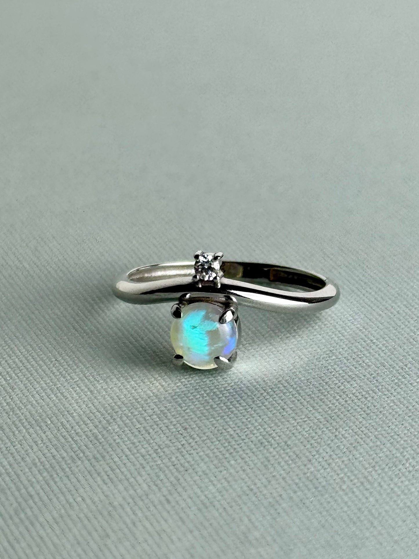 Diamond and Crystal Opal Ring