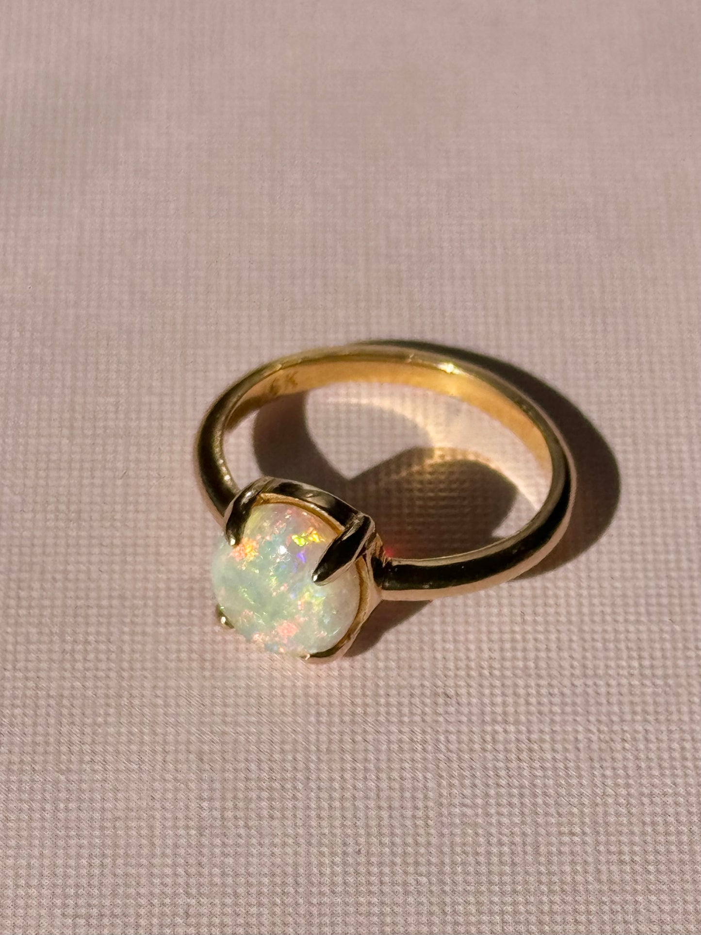 Rainbow Crystal Opal Prong Ring