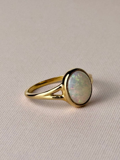 Split band White Opal Ring