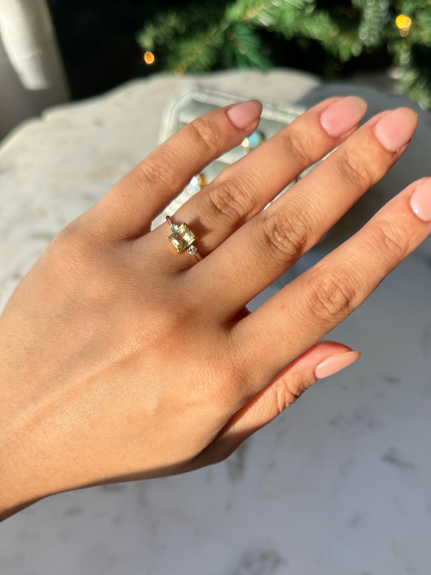 Radiant Yellow Sapphire and Diamond Ring