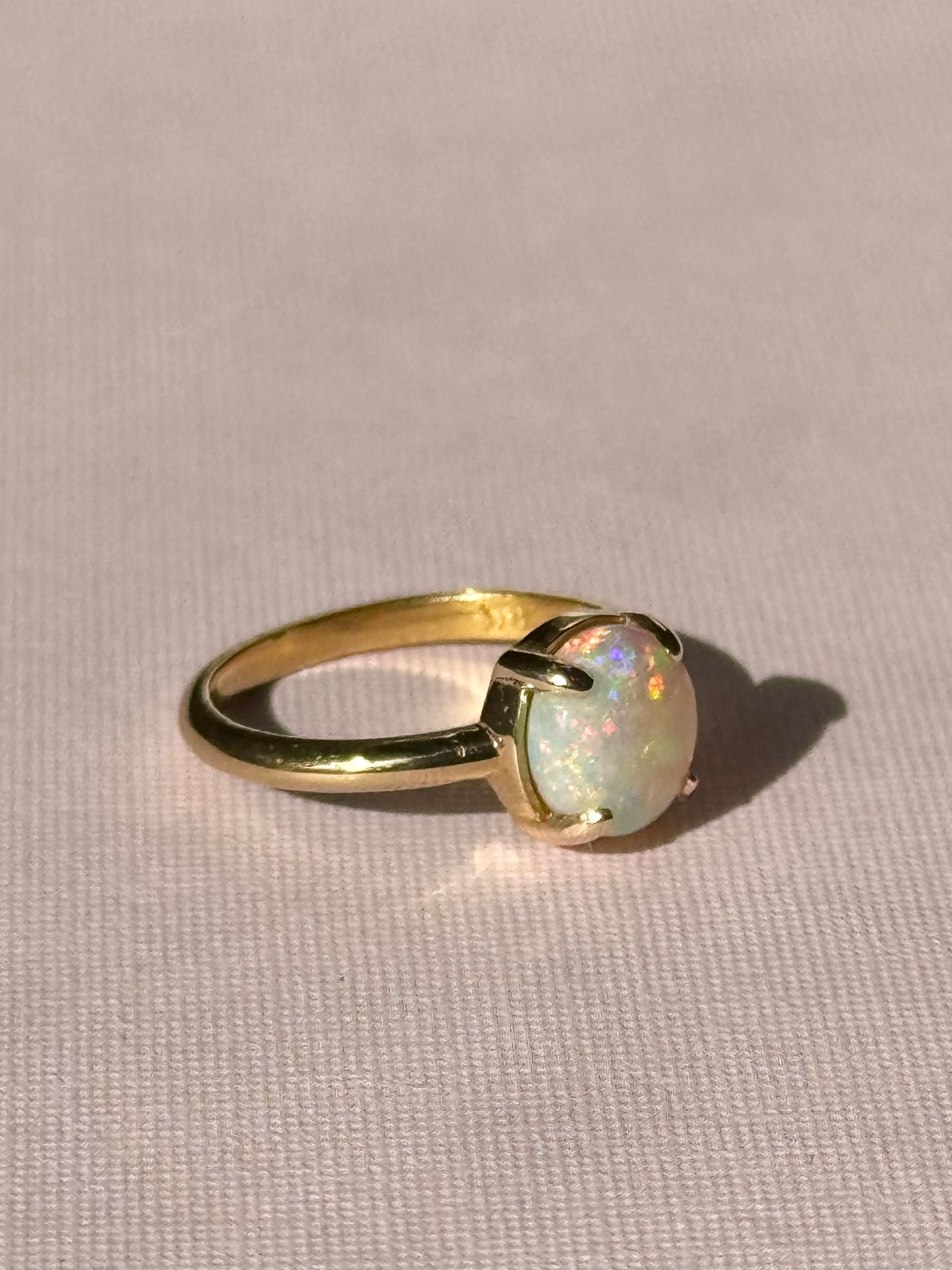 Rainbow Crystal Opal Prong Ring