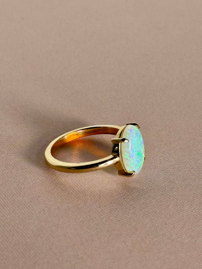 Glitter Opal Claw Ring