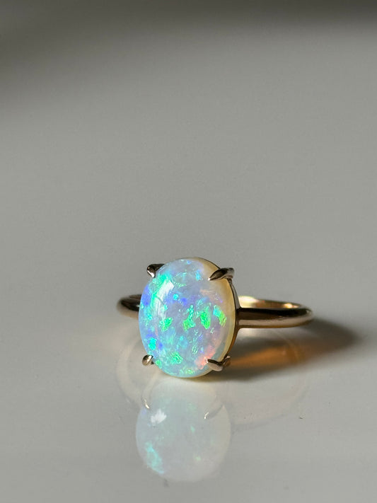 Crystal Opal Claw Ring