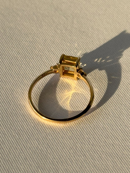 Radiant Yellow Sapphire and Diamond Ring