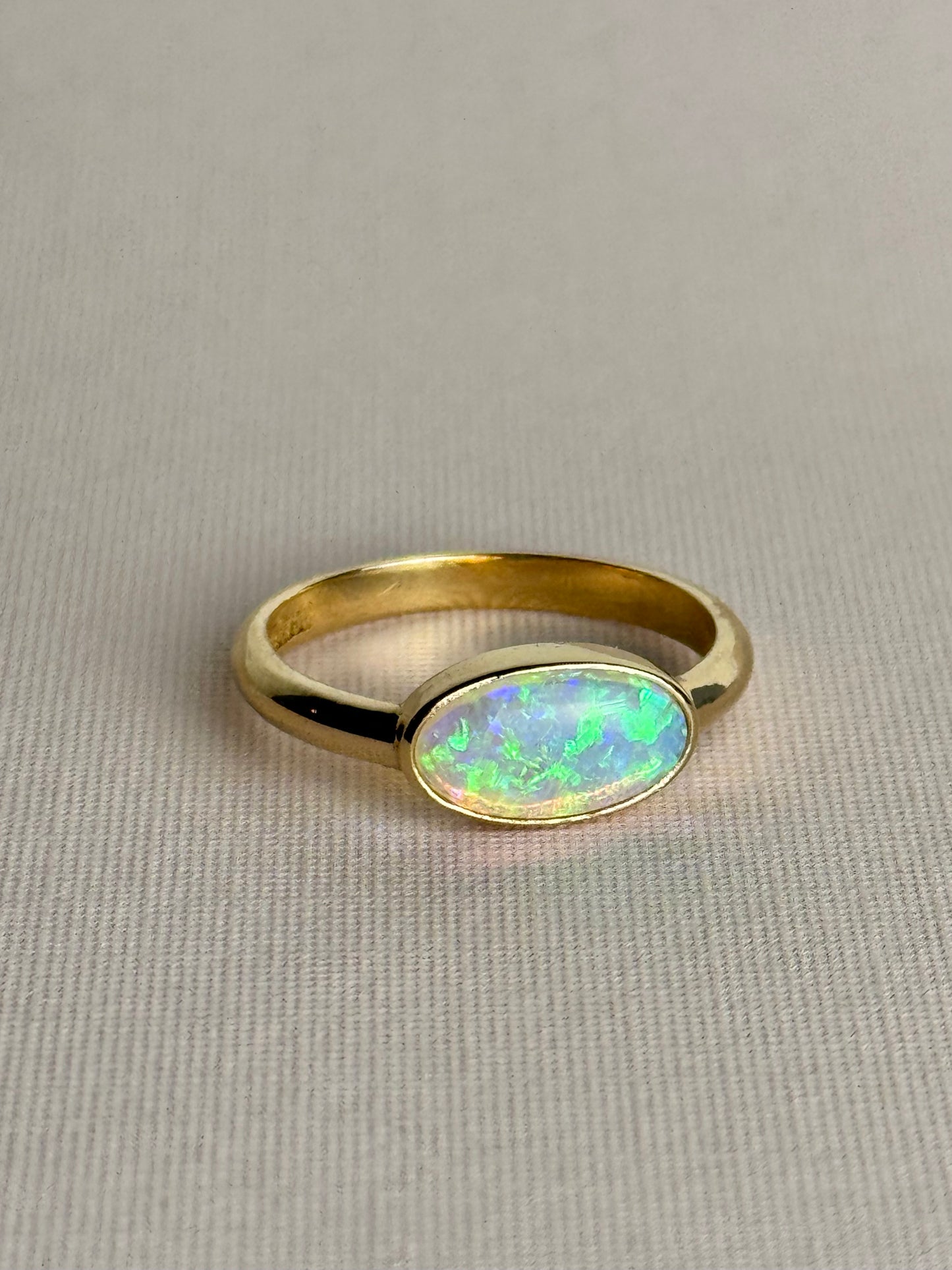 East West Crystal Opal Ring