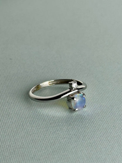 Diamond and Crystal Opal Ring