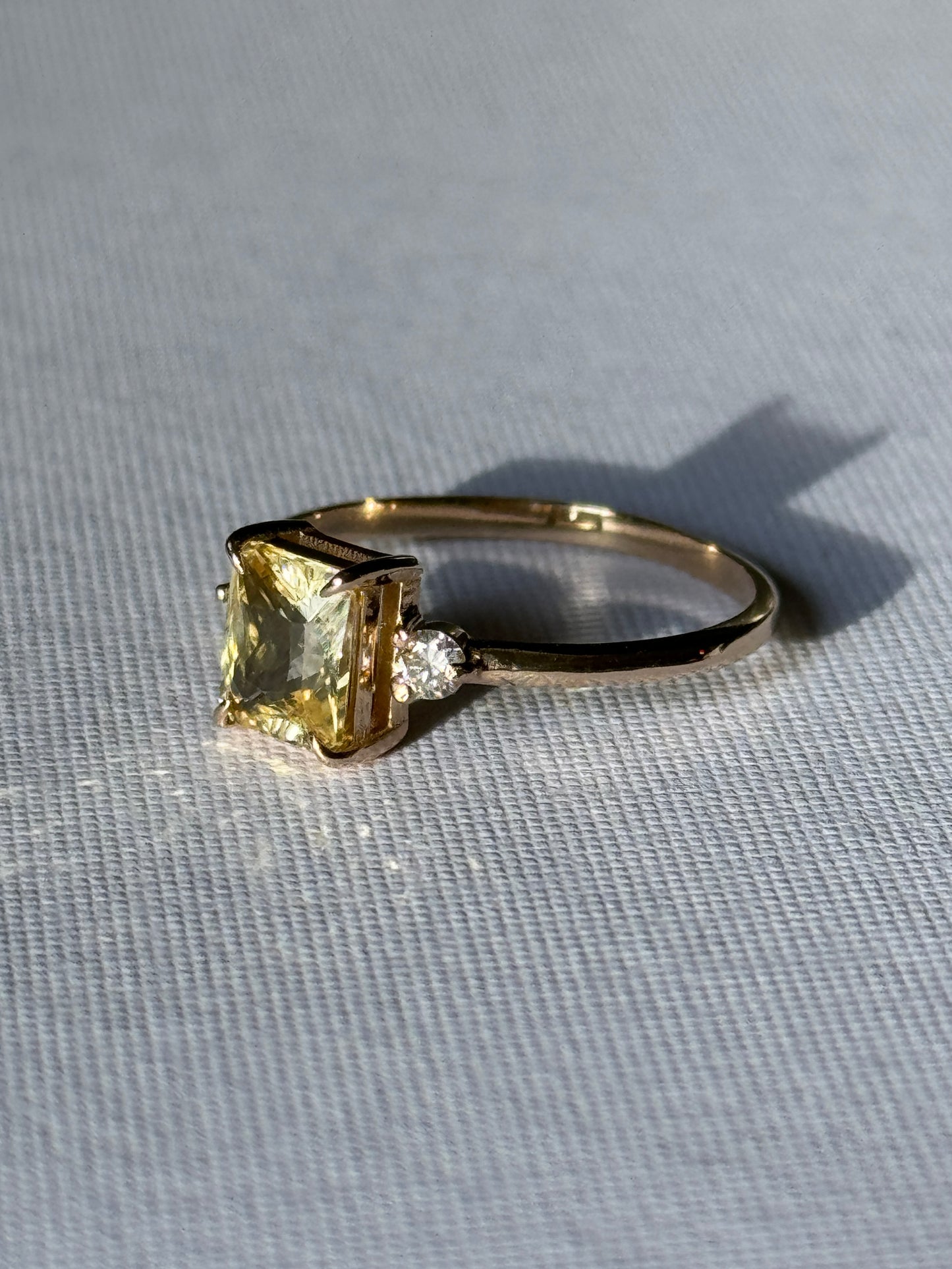 Radiant Yellow Sapphire and Diamond Ring