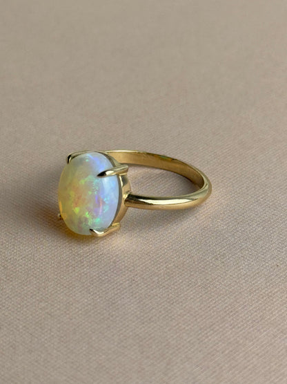 Crystal Opal Claw Ring