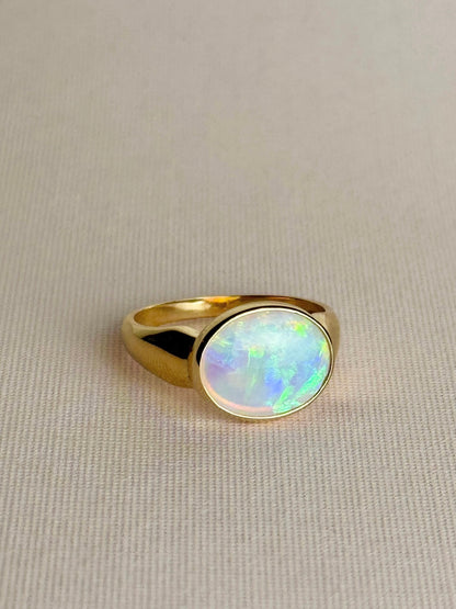 Rainbow Opal Signet Ring