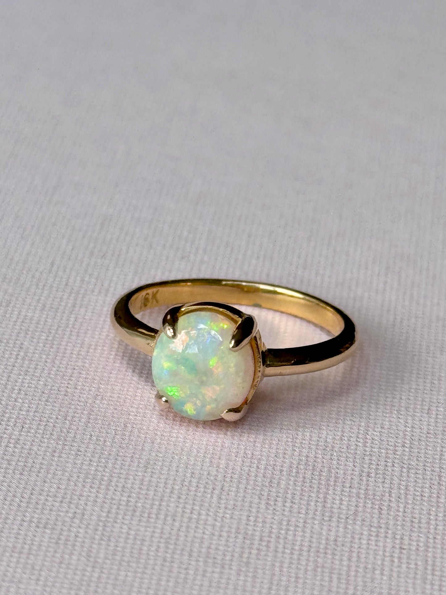 Rainbow Crystal Opal Prong Ring