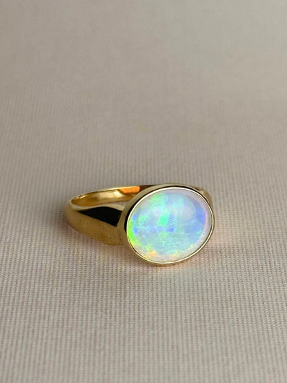 Rainbow Opal Signet Ring