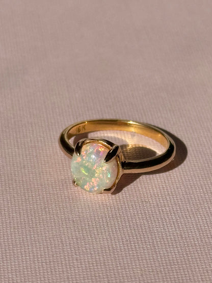 Rainbow Crystal Opal Prong Ring