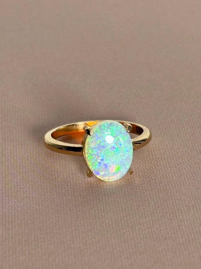 Glitter Opal Claw Ring