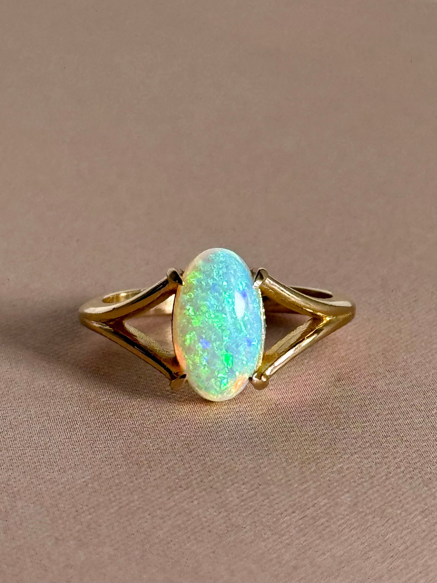 Split Shank Crystal Opal Ring