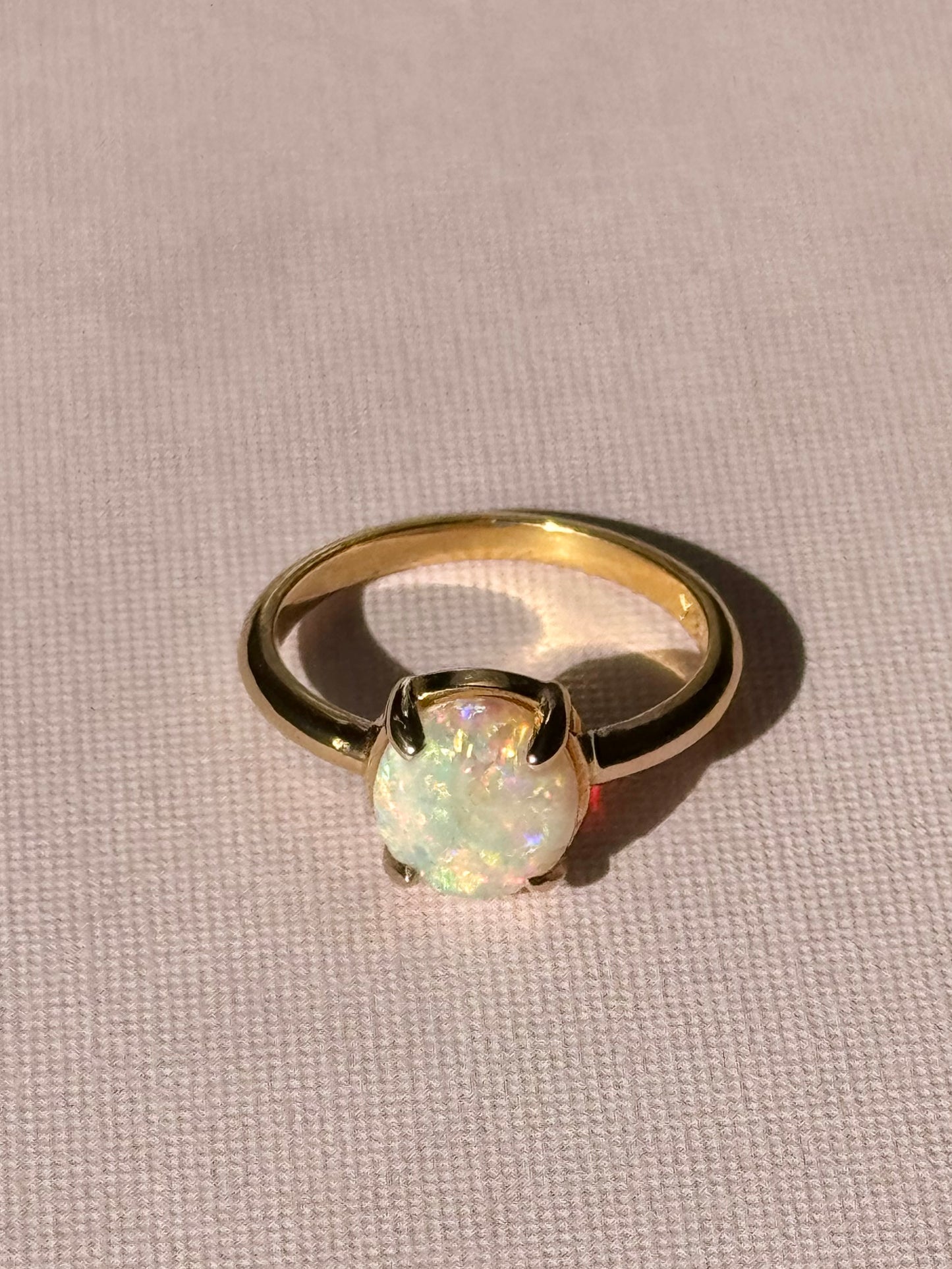 Rainbow Crystal Opal Prong Ring