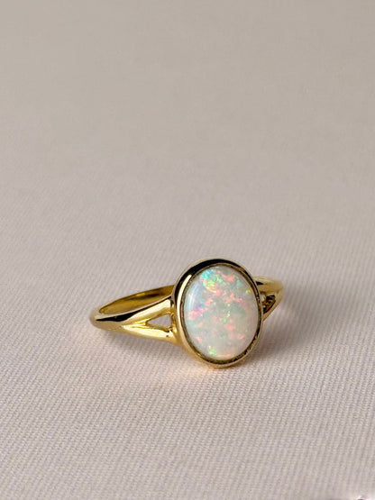 Split band White Opal Ring