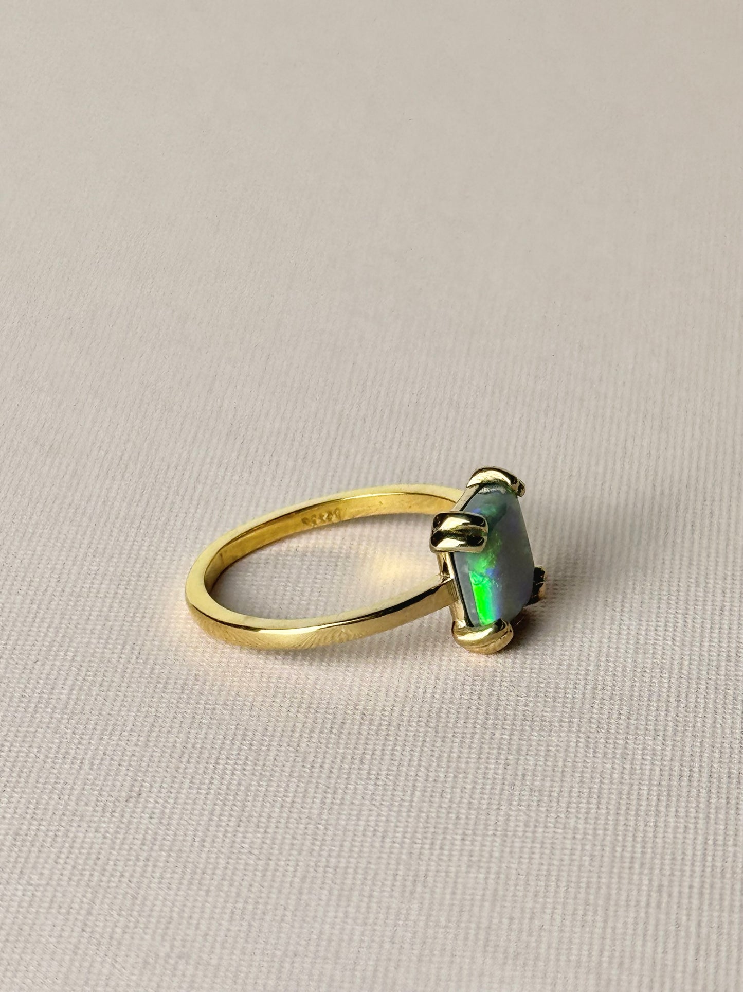 Double Prong Square Opal Ring