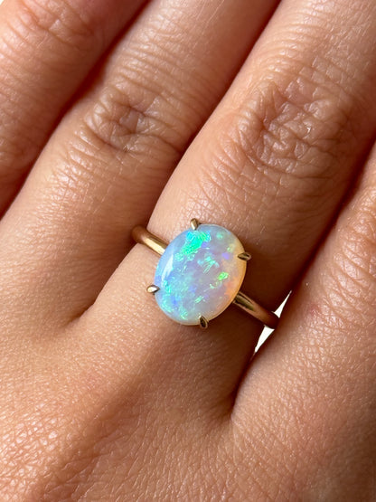 Crystal Opal Claw Ring