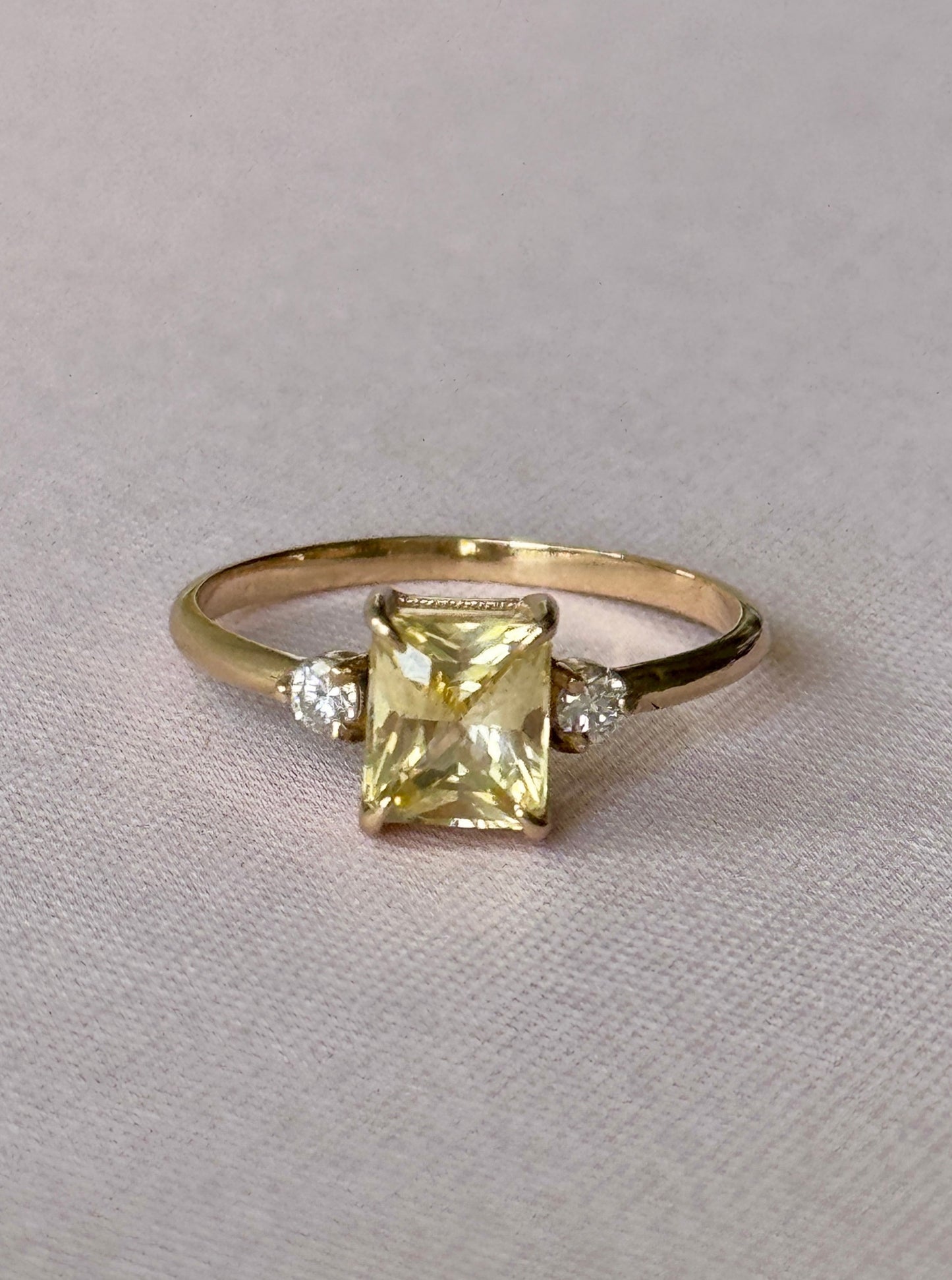 Radiant Yellow Sapphire and Diamond Ring