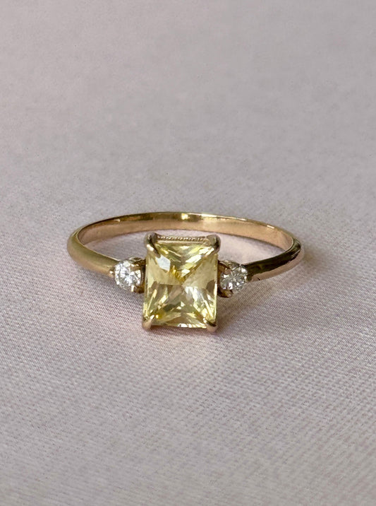 Radiant Yellow Sapphire and Diamond Ring