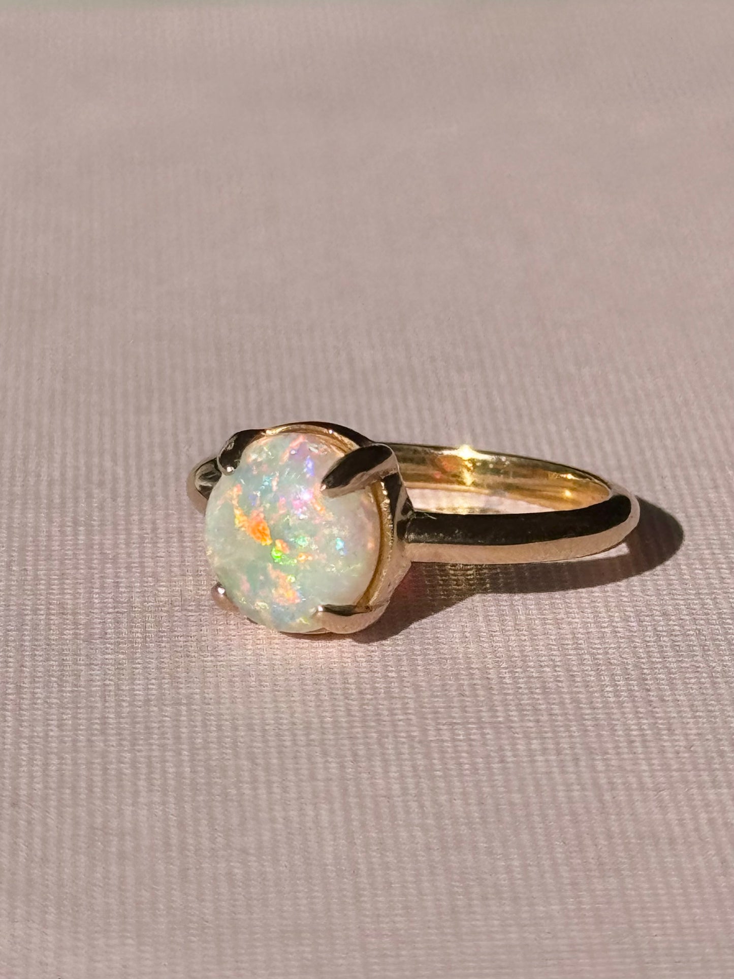 Rainbow Crystal Opal Prong Ring