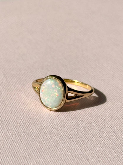 Split band White Opal Ring