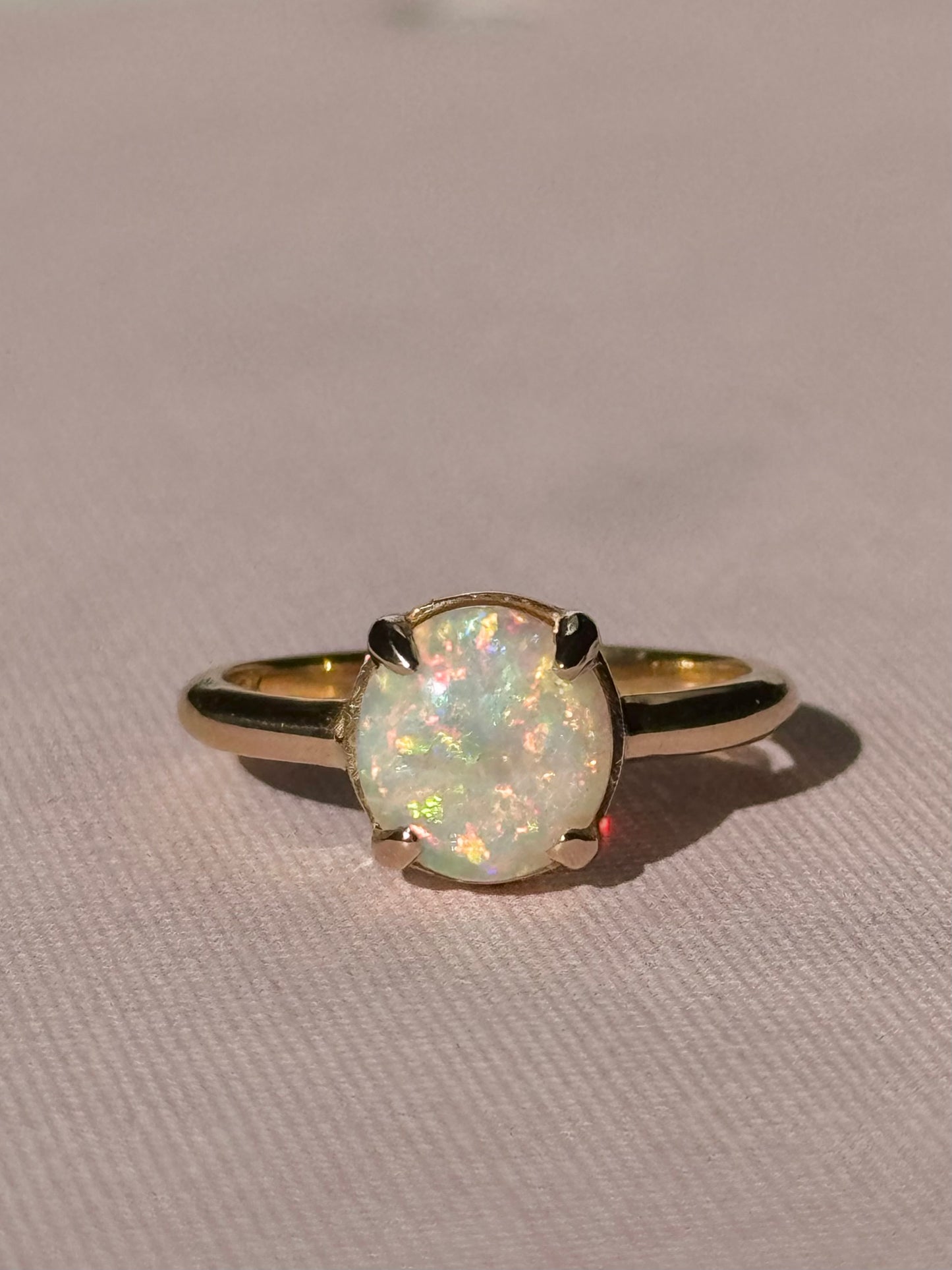 Rainbow Crystal Opal Prong Ring