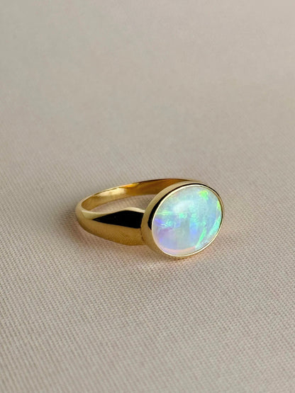 Rainbow Opal Signet Ring