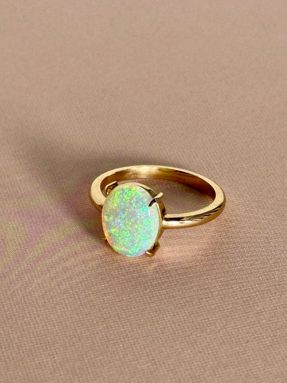 Glitter Opal Claw Ring