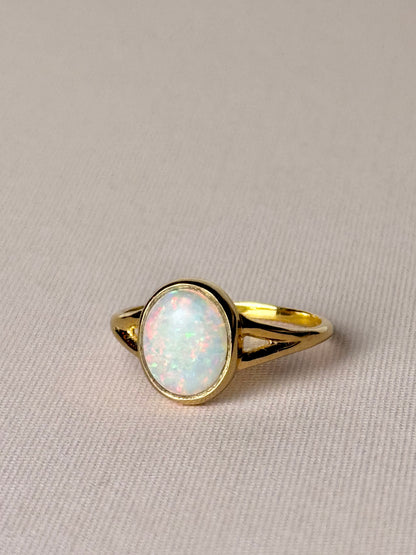 Split band White Opal Ring