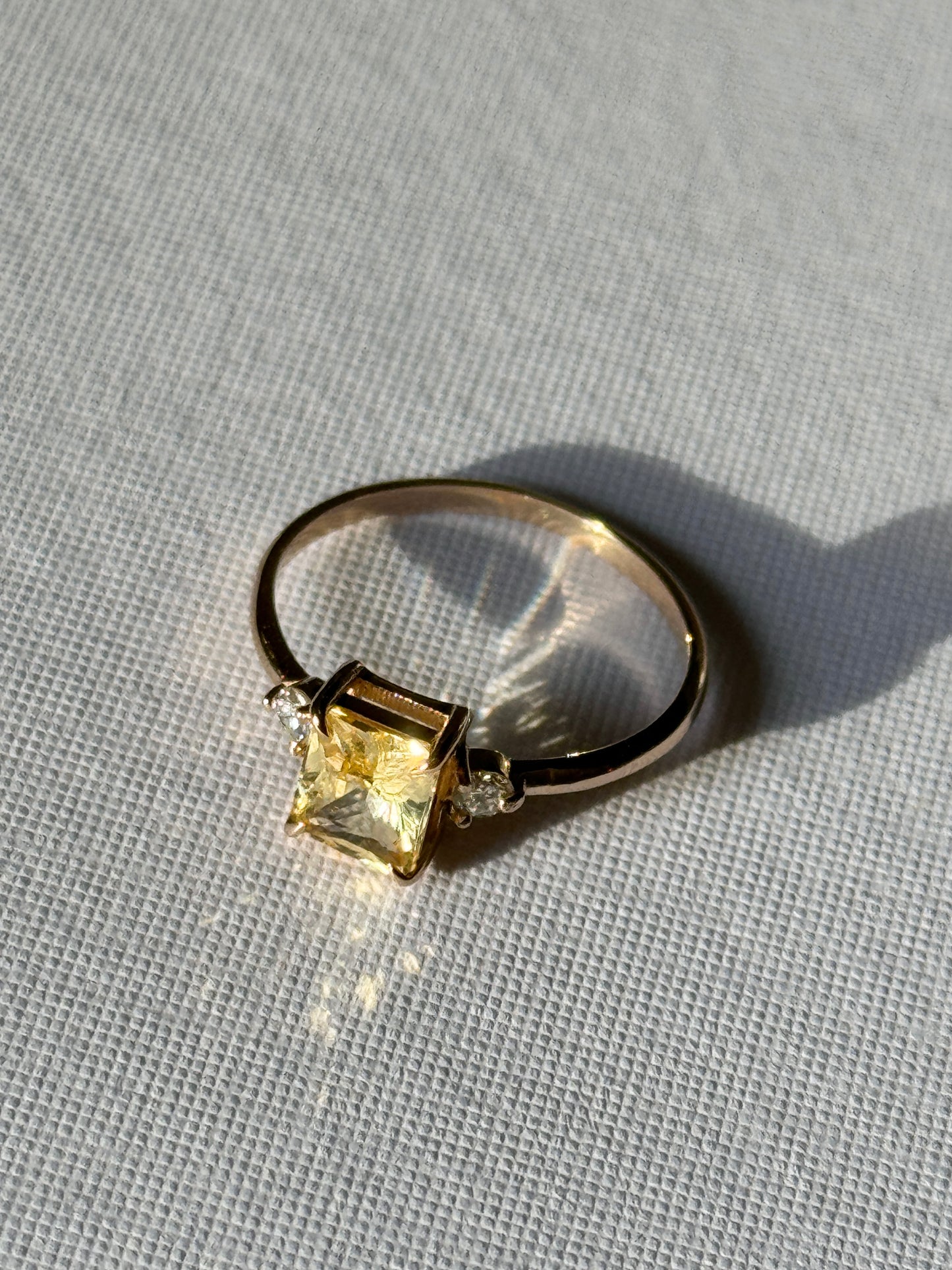 Radiant Yellow Sapphire and Diamond Ring