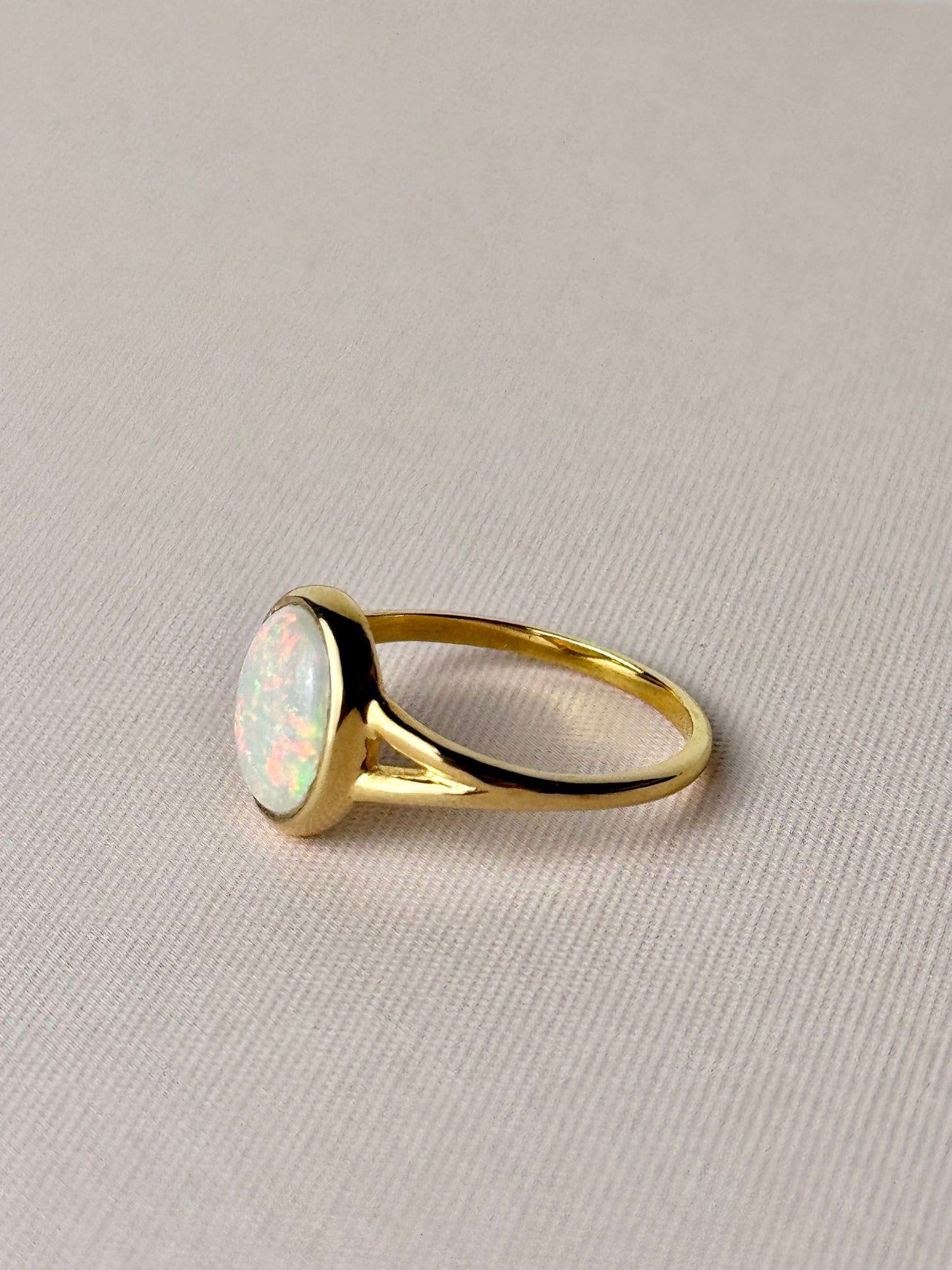 Split band White Opal Ring