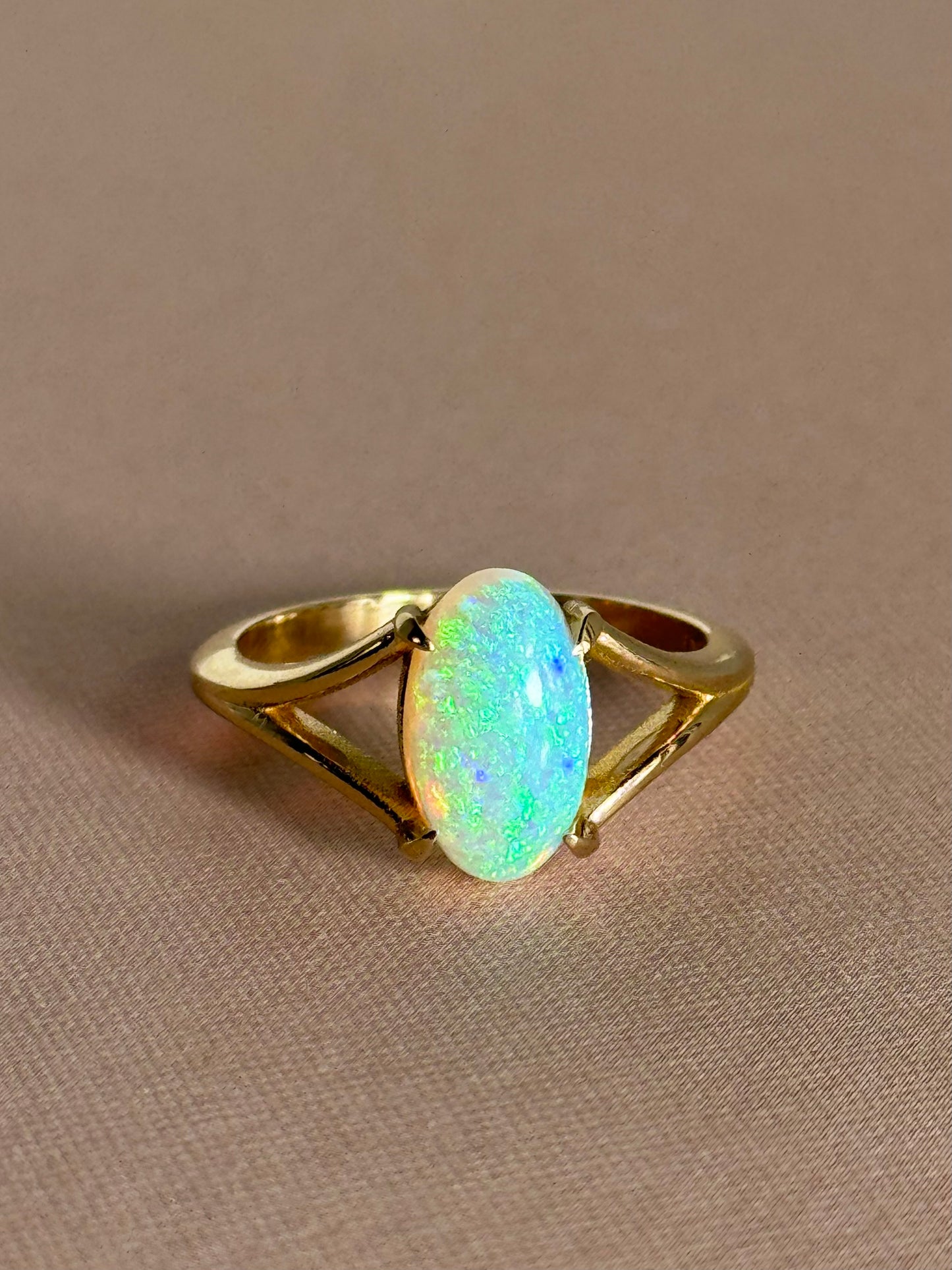 Split Shank Crystal Opal Ring