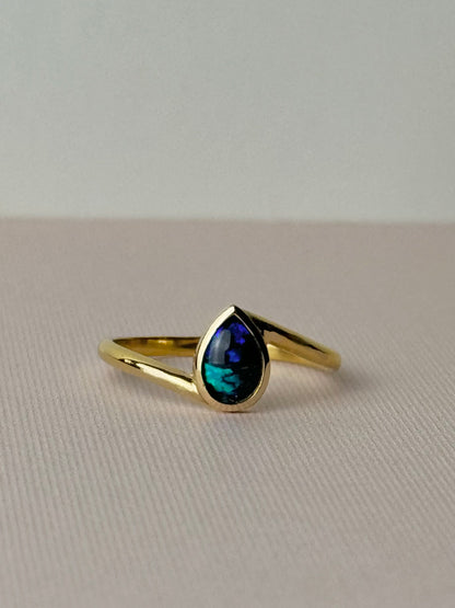 Dark Crystal Opal Teardrop Ring