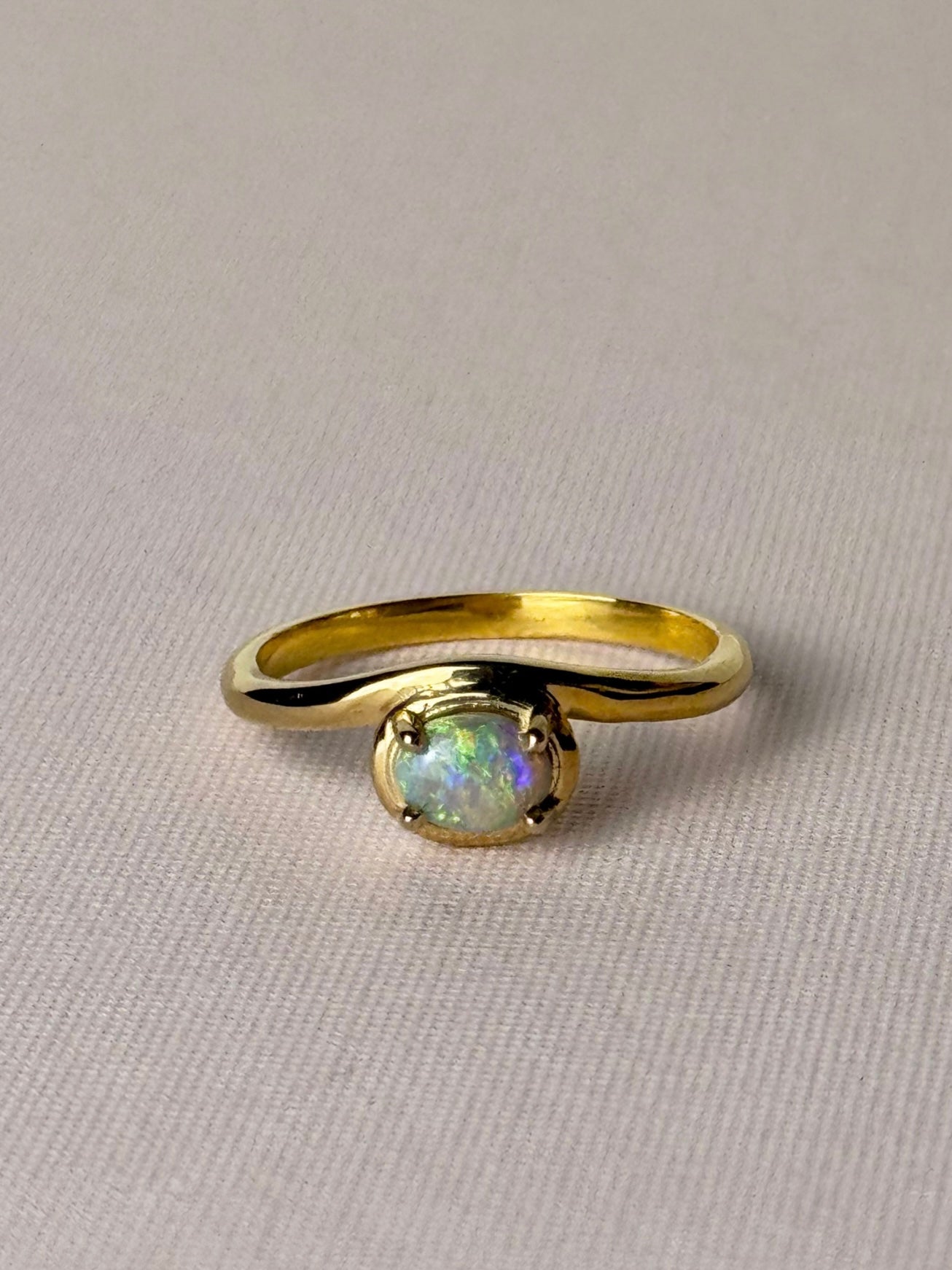 Curved Band Opal Ring