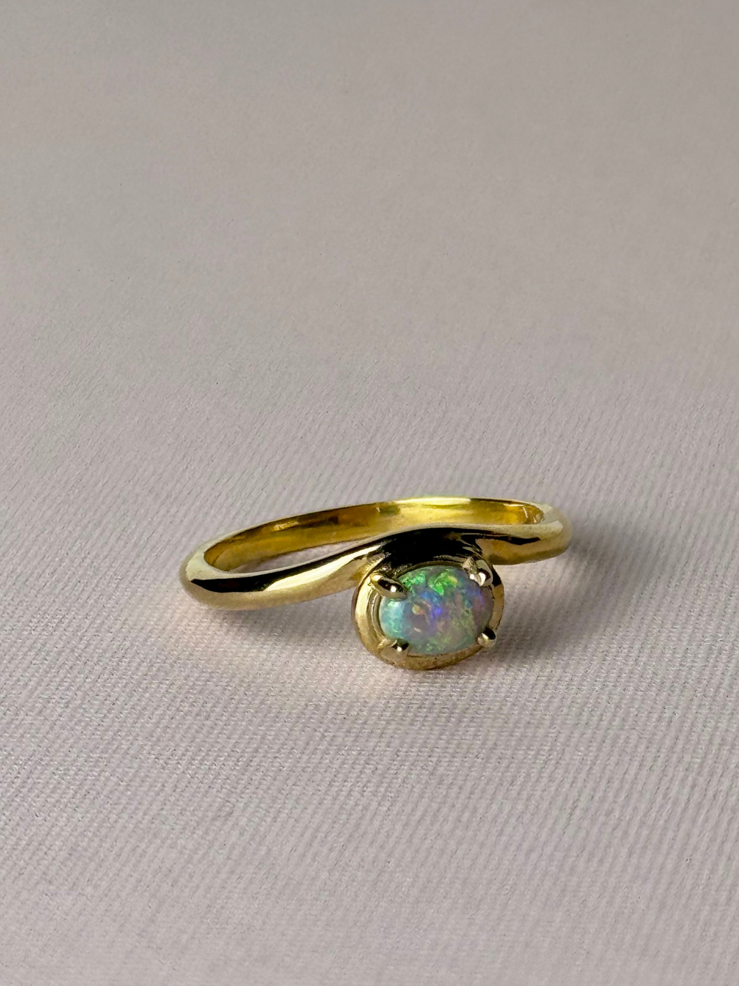 Curved Band Opal Ring