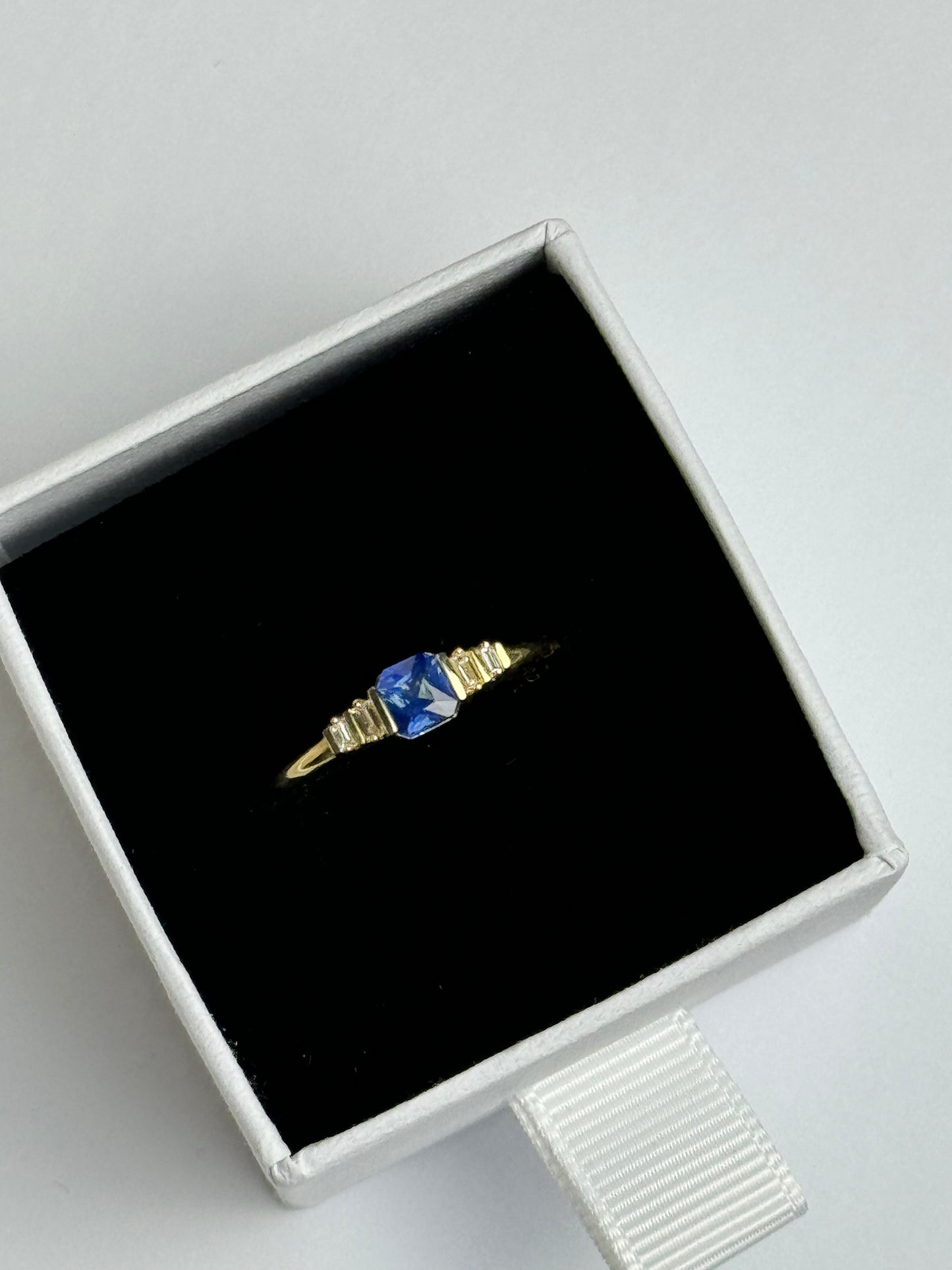 Sapphire and Diamond Baguette Ring