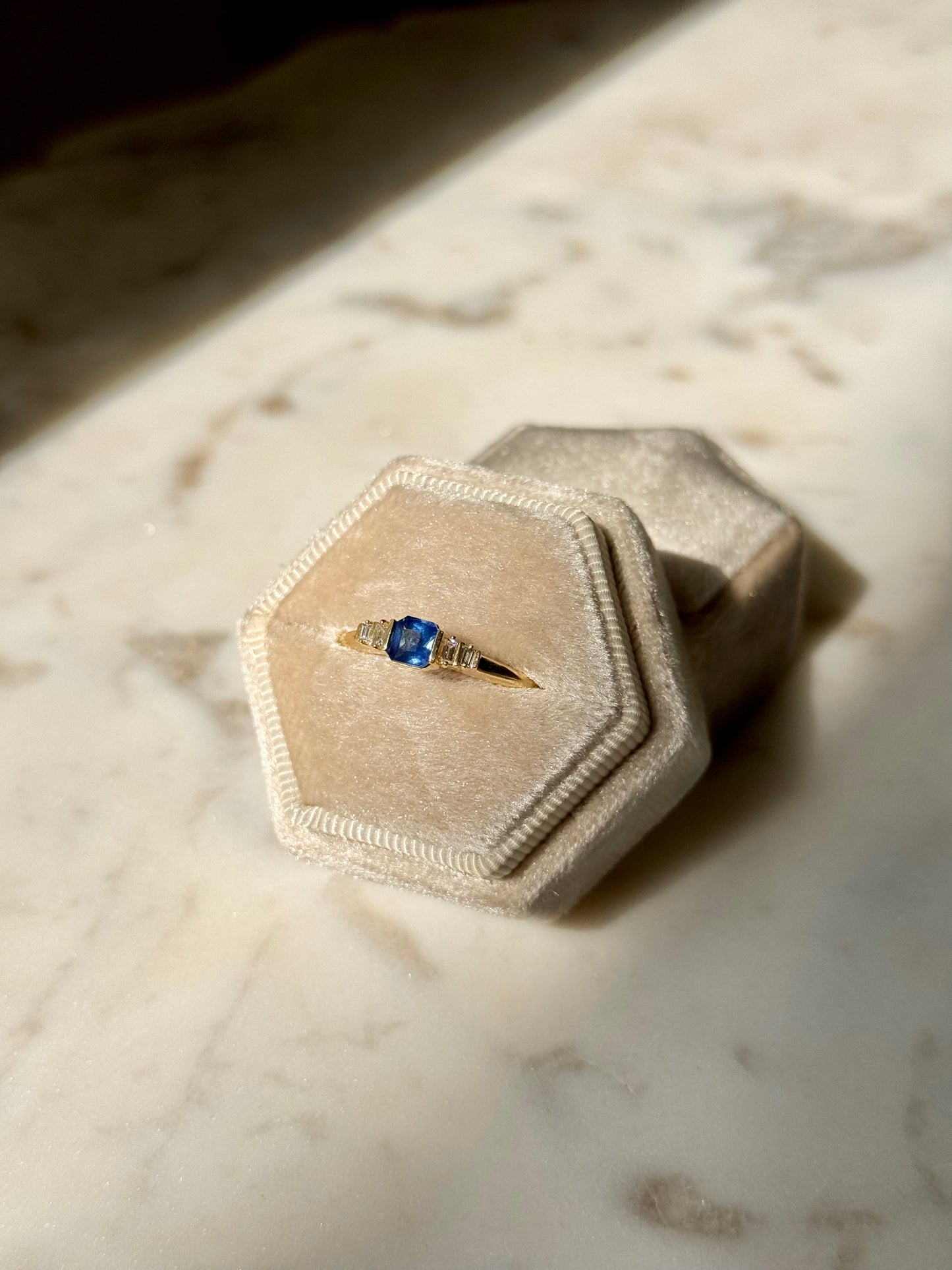 Sapphire and Diamond Baguette Ring