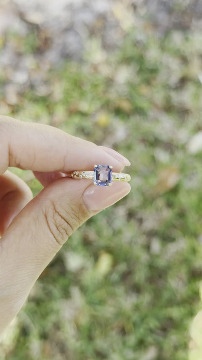 Sapphire Solitaire and Diamond Sprinkle Ring