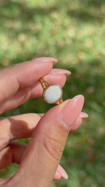 Split band White Opal Ring