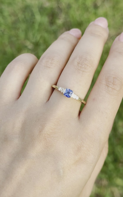 Sapphire and Diamond Baguette Ring